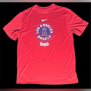 Men’s Sz L Los Angeles Angels NIKE Dri-fit MLB Red T shirt.